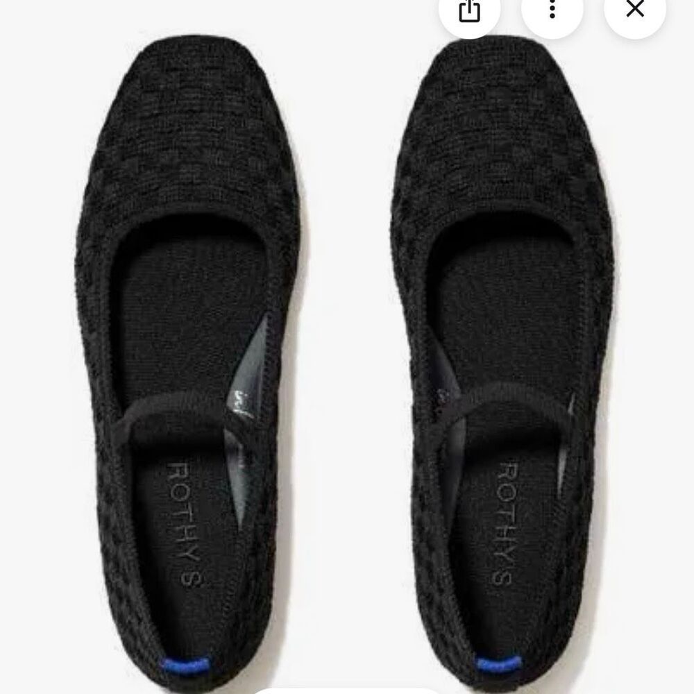 Rothy’s the max square toe Mary Jane in black sand 6